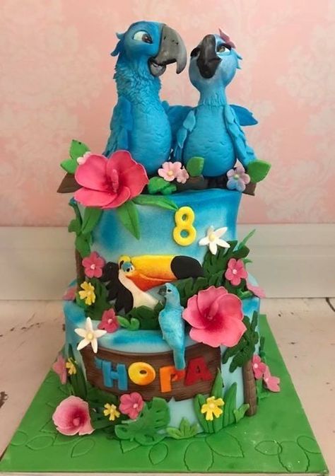 Rio Birthday Party Ideas, Rio Themed Birthday Party, Rio Birthday Party, Rio Birthday Cake, Rio Cake, Rio Birthday Parties, Rio Party, Safari Cake, Bird Birthday Parties