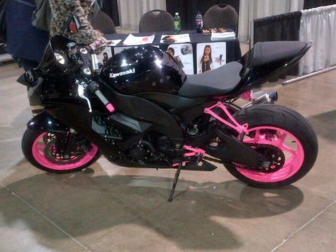 Pink Ninja 400, Black And Pink Motorcycle, Pretty Bikes, Pink Motorcycle, Motocross Love, Motorcross Bike, Custom Sport Bikes, Motorcycle Aesthetic, Pimped Out Cars