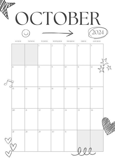 Black and White Simple Cute Doodle Style 2024 Monthly Planner - Templates by Canva Monthly Planner Template, Cute Doodle, Doodle Style, Planner Templates, Workout Schedule, Personal Planner, Cute Doodles, Monthly Planner, Staying Organized