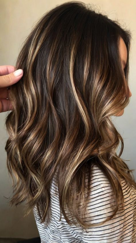 🌟💅 Sculpt the Elegant Fall Hair Color Trends Dark Brown Hair with Blonde Ideas | Sophisticated 🍃 Root Melt Brunette, Blonde Highlights Underneath, Brunette With Blonde, Dark Brown Hair With Blonde, Blonde Balayage Honey, Blonde Peekaboo Highlights, Blonde Sombre, Blonde Ideas, Brown Hair With Blonde