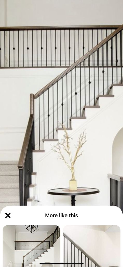 Modern Stair Balusters, Wood Stair Spindles, Black Balusters Stairs, Wood Staircases, Metal Stair Spindles, Iron Staircase Railing, Case Opening, Burr Oak, Stair Spindles