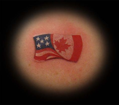 Canadian Flag Tattoo, American Tattoo Ideas, Canadian Tattoos, Shark Tooth Tattoo, Son Tattoos, Canadian Tattoo, Canada Tattoo, Tree Tattoo Back, Painless Tattoo