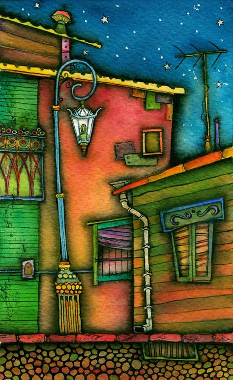 Tango Art, Karla Gerard, Mexican Paintings, House Quilts, Naive Art, Colorful Paintings, City Art, Acrylic Art, Art Quilts