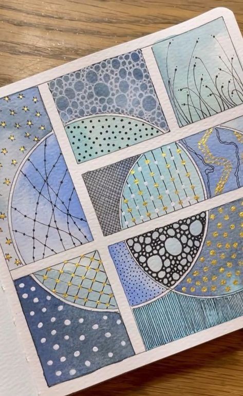 Geometric Watercolor Art, Sketchbook Patterns, Zentangle Watercolor, Watercolor Zentangle, Kunstjournal Inspiration, Watercolor Doodle, Watercolor Art Journal, Zen Doodle Art, Art Journal Therapy