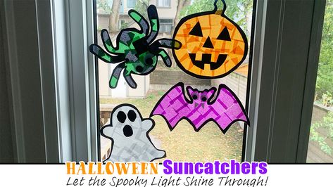 Halloween Suncatchers, Suncatchers Craft, Halloween Fun For Kids, Spooky Silhouettes, Halloween Diy Paper, Festive Halloween Decor, Bat Craft, Paper Bat, Halloween Crafts Preschool