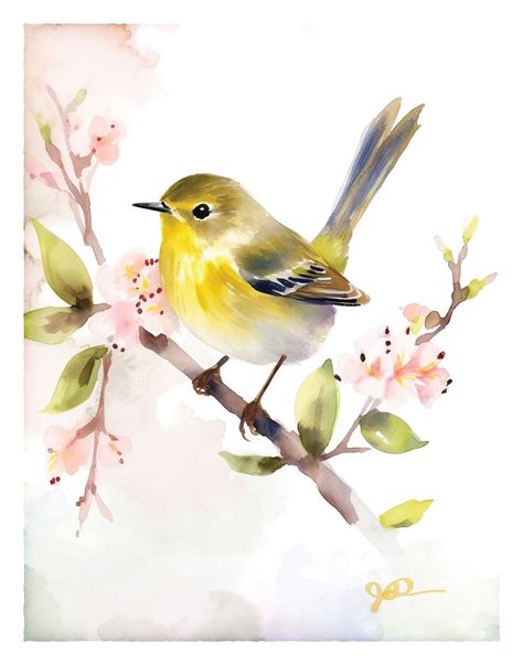 These prints are sold unframed. Add a touch of charm to your home with this wonderful watercolor print of a Yellow Warbler. Printed on fine art paper, this piece is a perfect addition to any bird-lover decor. Makes a terrific gift for bird lovers and bird watchers. * Printed on archival, acid-free 340 gsm (21 mil) Fine Art Paper, with a soft textured surface, equivalent to watercolor or etching paper. * Giclee print, with Eco-Solvent inks. * To facilitate matting/framing, each print has a 1/2-inch unprinted border included in the size. The size choices refer to the dimensions of the paper. * Each Print is carefully shipped in a rigid envelope or rolled in a tube, depending on the print size. * These prints ship directly from my professional printing partner. Other sizes are available on re Yellow Bird Painting, Yellow Bird Tattoo, Birds In Watercolor, Yellow Bird Art, Wall Hanging Flowers, Birds Artwork, Yellow Warbler, Birds Watercolor, Wildlife Decor