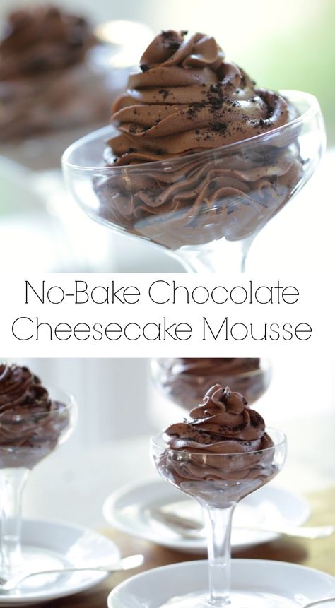 A decadent No-Bake mousse without raw eggs. Awesome easy dessert idea. Recipe + Video Tutorial Chocolate Cheesecake Mousse, Easy Chocolate Mousse Recipe, Fun Easy Desserts, Mousse Recipes Easy, Easy Dessert Idea, No Bake Chocolate Cheesecake, Easy Chocolate Mousse, Raw Eggs, Dessert Oreo