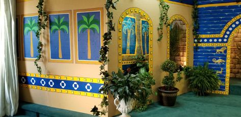 Babylon VBS, 2018. Bible School decorations for Babylon, Daniel's Courage in Captivity. Bible School Decorations, Vbs Decorating Ideas, Barnyard Vbs, Group Vbs, Daniel And The Lions, Gardens Of Babylon, Bible Activities For Kids, City Decor, Vbs Themes