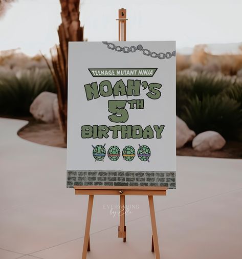 Ninja Turtle Invitations, Ninja Birthday Party, Birthday Invite Template, Ninja Birthday Parties, Ninja Birthday, Ninja Turtle Birthday, Birthday Welcome Sign, Turtle Birthday, Turtle Party