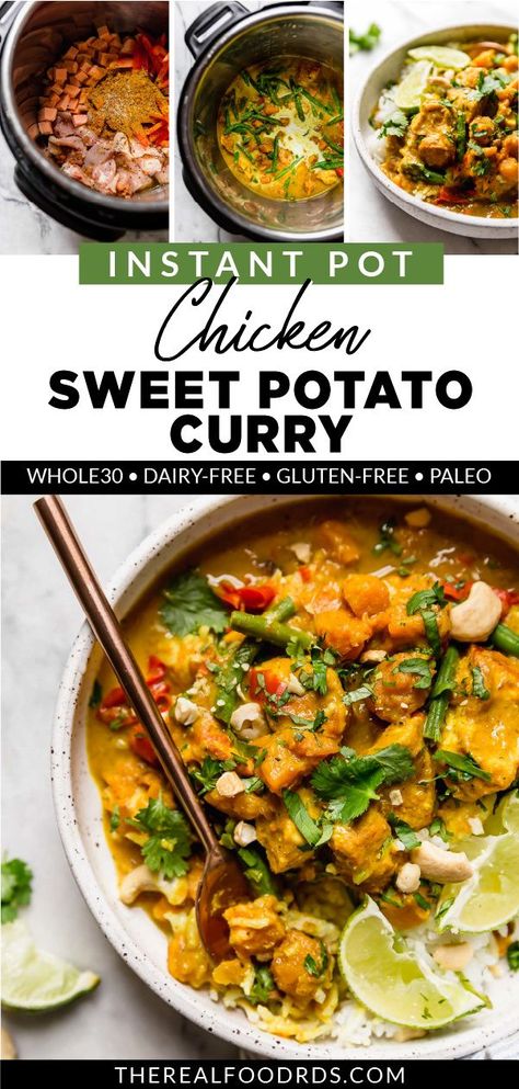 Sweet Potato Chicken Recipes, Potato Chicken Curry, Chicken Sweet Potato Curry, Chicken Vegetable Curry, Instant Pot Sweet Potato, Heaven In A Bowl, Chicken Breast Curry, Sweet Potato Green Beans, Red Curry Sauce