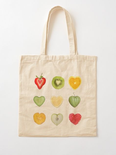 "Fruit Hearts" Tote Bag for Sale by hebebaby333 Fruit Tote Bag, Fruit Hearts, Fruit Bag, Diy Tote, Painted Tote, Diy Tote Bag, Sewing Embroidery Designs, Fruit Design, Cotton Tote Bag