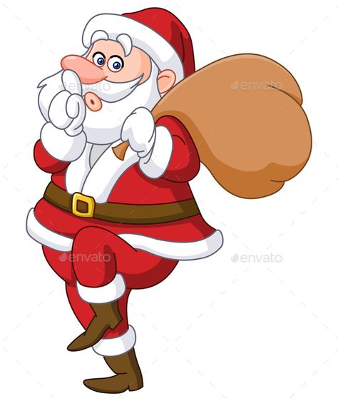 Sneaky Santa Claus showing silence sign and tip toeing carrying gifts sack Illustration Man, Christmas Yard Art, Santa Bags, Gift Sack, Bag Cartoon, Merry Christmas Images, Christmas Yard, Christmas Drawing, Christmas Vectors