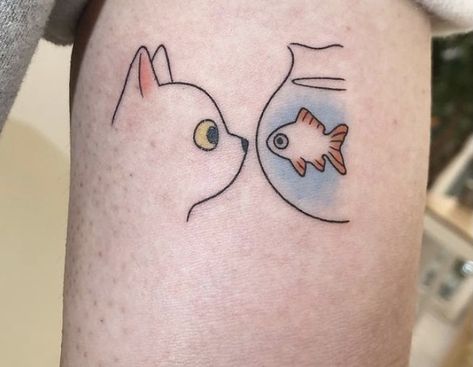 Aesthetics Tattoo, Dumbest Tattoos, Colored Tattoo, Cat Tattoo Ideas, Cute Animal Tattoos, Vogue Design, Hello Kitty Design, Tattoo Culture, Cute Tattoo