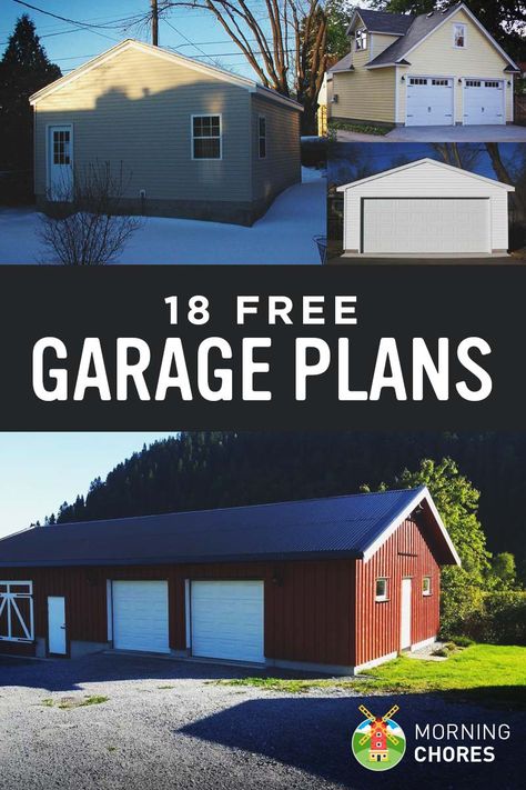 18 Free DIY Garage Plans with Detailed Drawings and Instructions Shed And Garage Ideas, Diy Garage Build Plans, Free Garage Plans, Diy Shop Building, Diy Detached Garage, New Garage Ideas Building, How To Build A Garage, Garages Ideas Design, Backyard Garage Ideas