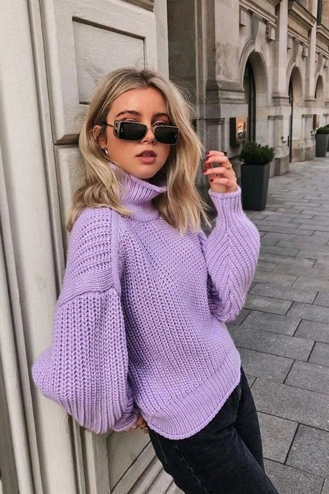 #zmeootd With Zaful sweaters and cardigans it has never been easier to look great. Beautiful clothing of all designs and creations are here! Come to Zaful ! Buy here! #sweater #jeans #women #HappyDate #PartyQueen #CollegeLife #AthleisureStyle #BFFOutfits #EvydayLooks #Affiliate Purple Sweater Outfit, Sweater Outfit Ideas, Worst Behavior, Moda Do Momento, Lavender Sweater, Cool Winter, Purple Outfits, Pullover Outfit, Cardigan Outfits