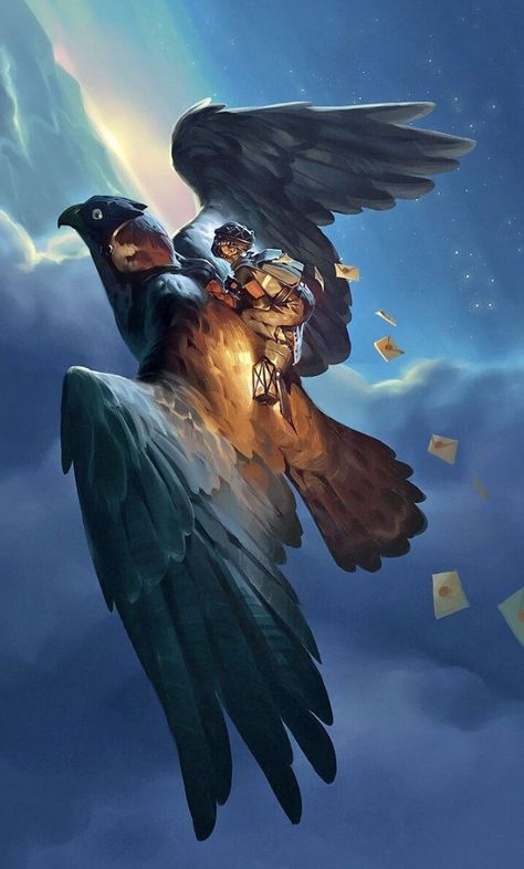 Giant Hawk Fantasy Art, Bird Rider Concept Art, Giant Bird Art, Fantasy Bird Mount, Fantasy Bird, Winged People, Mythical Birds, Creature Artwork, All My Heart