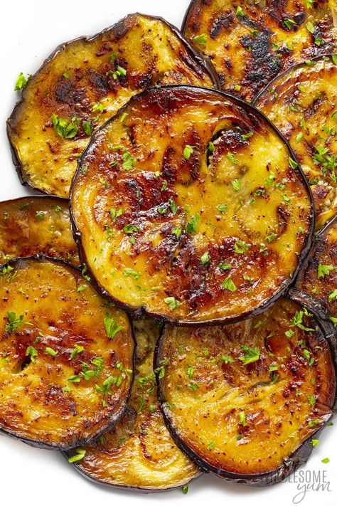 Sauteed Eggplant Recipe (5 ingredients!) | Wholesome Yum Sauteed Chicken Recipes, Eggplant Recipes Healthy, Cook Eggplant, Italian Eggplant, Fresh Vegetable Recipes, Sauteed Eggplant, Eggplant Recipes Easy, 5 Ingredients Or Less, Eggplant Recipe