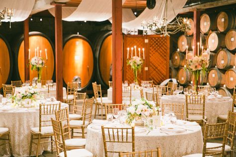 Barrel Room Wedding, Sattui Winery, Movie Theater Chairs, Gold Chiavari Chairs, Theater Chairs, Barrel Room, Saint Helena, Wedding Hotel, Chiavari Chairs