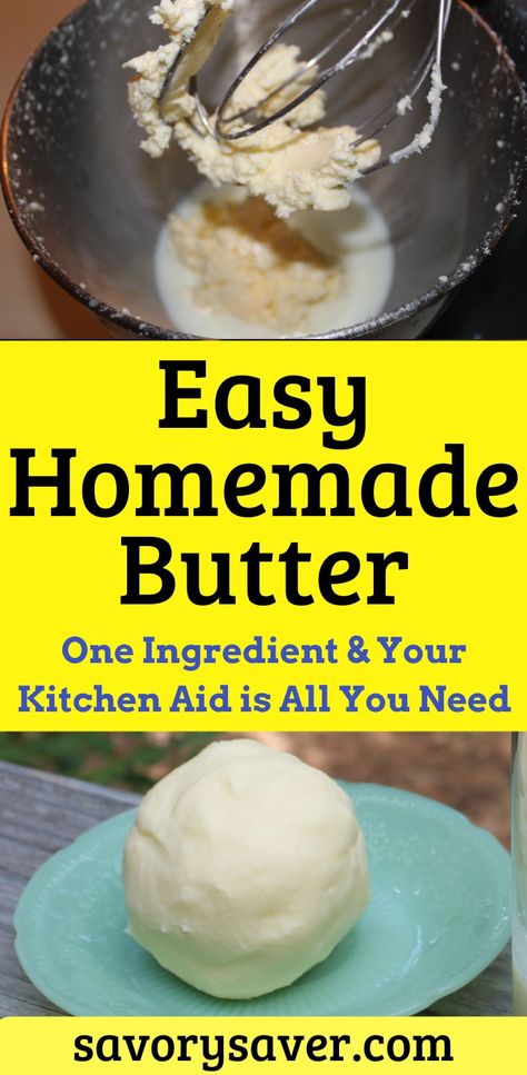 Easy Homemade Butter, Diy Butter, Butter Recipes Homemade, Fresh Butter, Kitchen Aid Recipes, Mixer Recipes, Making Butter, Homemade Condiments, Easy Butter