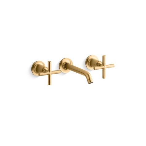 KOHLER Purist 2-Handle Wall Mount WaterSense Labelled Brushed Brass Bathroom Sink Faucet Wall Mount Faucet Bathroom Sink, Deep Clean Bathroom, Kohler Purist, Wall Mount Sink, Clean Bathroom, Wall Mounted Sink, Steam Showers Bathroom, Steam Showers, Girls Bathroom