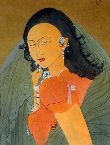 Glance - Abdur Chugtai Painting by Abdur Rahman Chughtai | Buy Posters, Frames, Canvas & Digital Art Prints | Small, Compact, Medium and Large Variants Imran Qureshi, Persian Miniatures, Calligraphy Artist, South Asian Art, Persian Miniature, Romantic Themes, Miniature Paintings, Large Art Prints, Buy Posters