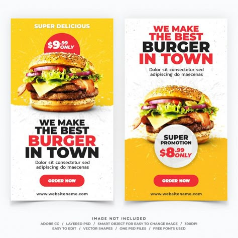 Fast Food Banner Design, Burger Instagram, Healthy Food Instagram, Fast Food Burger, Menu Burger, Instagram Stories Template, Food Burger, Restaurant Social Media, Sale Template