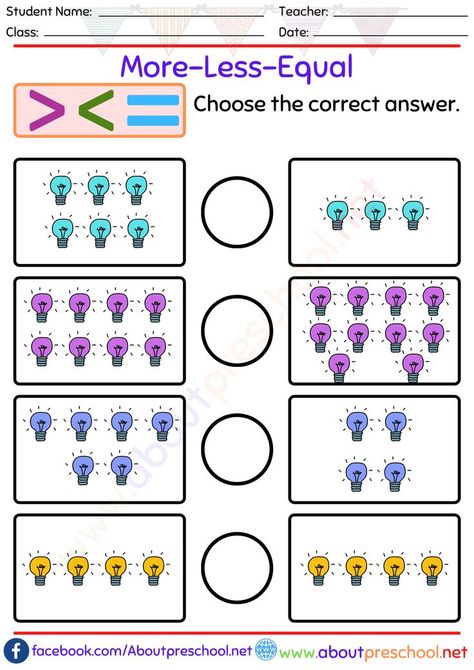 more and less worksheets More And Less Worksheet, More Or Less Worksheets, Alphabet Flash Cards Printable, Alphabet Letter Worksheets, Worksheet For Kindergarten, Worksheet Kindergarten, Greater Than Less Than, Comparing Numbers, Kids Worksheets Preschool