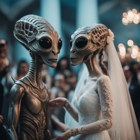 Alien wedding Alien Wedding, Arte Alien, Wedding Posters, Jesus Images, Alien Art, Ancient Aliens, Artsy Fartsy, Aliens, Art Inspo