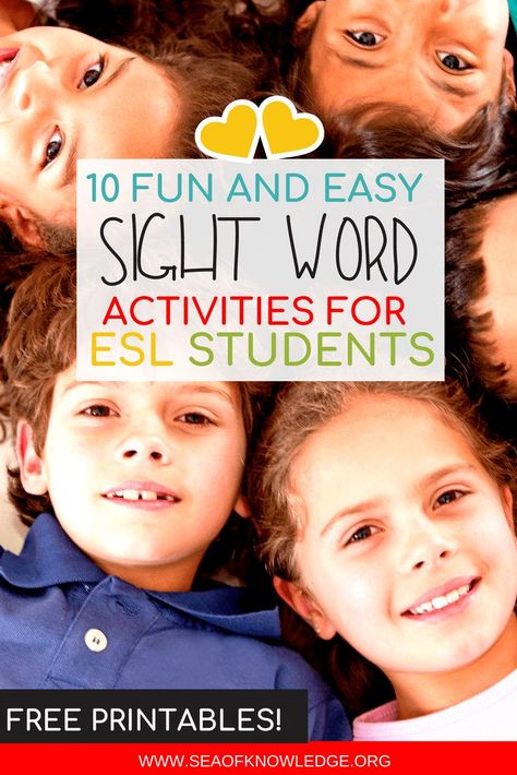 Teachers will LOVE these easy to prep activities to teach sight words for ESL students. Kids will build reading fluency with these highly engaging games! #ESL #teachers #kids #freeprintable Eld Strategies, Eld Activities, Esl Curriculum, Teaching Esl Students, Kids Sight Words, Esl Elementary, English Games For Kids, Teach Sight Words, Teaching Abroad