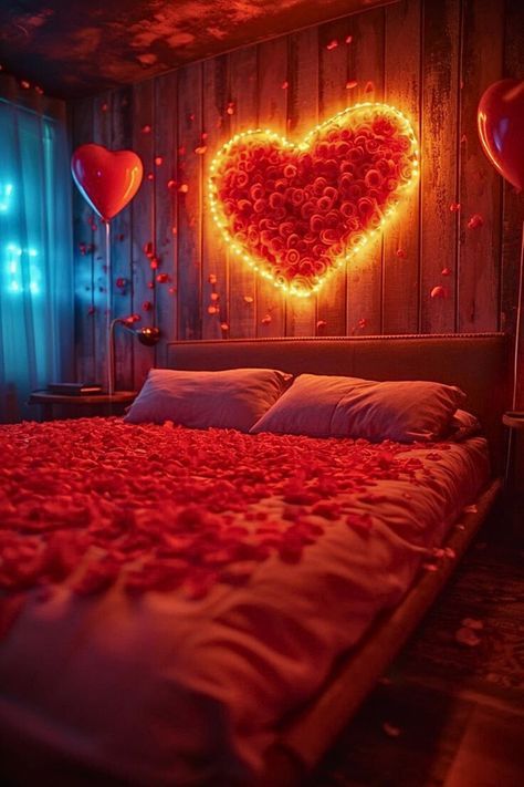 Wedding Night Room Decorations Romantic, Wedding Night Room Decorations, Valentines Bedroom, Room Surprise, Romantic Room Surprise, Romantic Bedroom Ideas, Romantic Room Decoration, Bedroom Ideas Romantic, Romantic Artwork