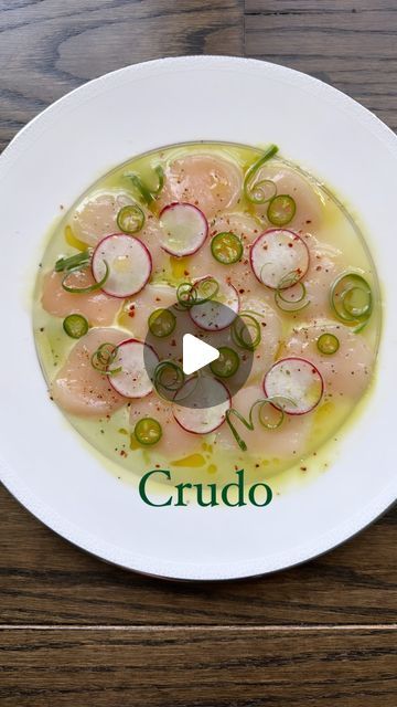 Scallop Crudo Michelin, Crudo Recipe, Scallop Crudo, Poke Sushi, Fresno Peppers, Serrano Pepper, Fine Dining Recipes, Sharp Knife, Fish Food