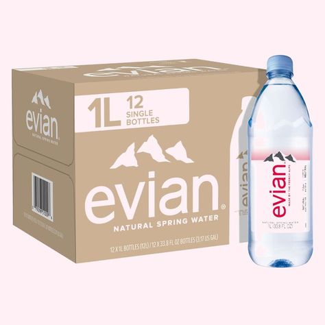 evian Natural Spring Water, Naturally Filtered Spring Water in Large Bottles, 33.81 Fl Oz (Pack of 12) Spring Water Bottle, Natural Electrolytes, Gourmet Food Store, Collapsible Water Bottle, Natural Spring Water, Natural Hydration, Water Company, Natural Spring, Drink Mixes