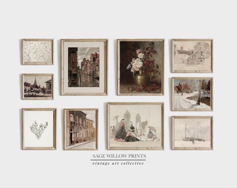 North Prints, Neutral Gallery Wall, Vintage Gallery Wall, Vintage Gallery, Gallery Wall Art Set, Beige Art, Gallery Wall Prints, Vintage European, Images Vintage