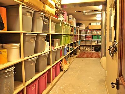 basement storage shelves...good idea for the house How To Organize Your Storage Room, Garage With Storage Room, Basement Storage Shelves, Basement Organization, Diy Storage Shelves, Recreation Room, Garage Storage Shelves, Renovation Diy, Basement Storage