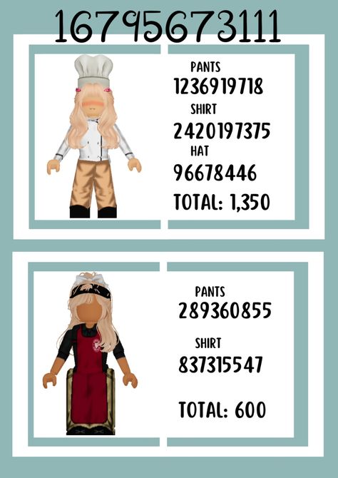 Cafe Uniform Codes For Bloxburg, Bloxburg Bottom Codes, Bloxburg Clothes Shop Ideas, Bloxburg Detention Decals, Daycare Layout Floor Plans Bloxburg, Price Tag Decals Bloxburg, Bloxburg Boba Decals, Clothes Shop Bloxburg, Town Codes Bloxburg