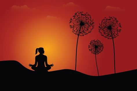 Meditation Landscape, Cartoons Group, Real Background, Nature Yoga, Peaceful Meditation, Yoga Nature, Vector Wallpaper, Diverse People, Woman Yoga