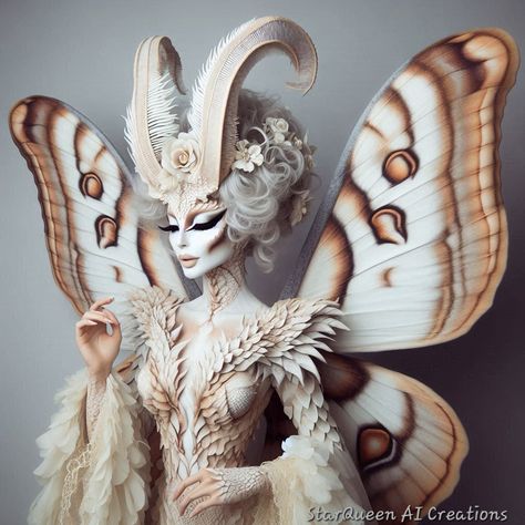 Womens Moth Costume, Mythical Creature Halloween Costume, White Butterfly Costume, Moth Halloween Costume Makeup, Moth Lady Art, Steampunk Fairy Costume, Moth Fairy Costume, Moth Costume Makeup, Moth Inspired Makeup