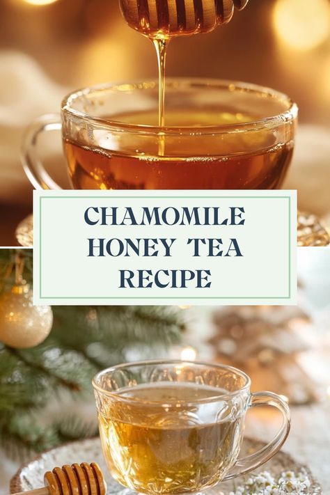 The Chamomile Honey Tea uses two images showing a golden honey jar and a cup of warm tea. This soothing beverage is ideal for anyone seeking relaxation with a sweet twist. Relaxing Tea Recipe, Chamomile Tea Aesthetic, Honey Tea Recipe, Chamomile Tea Recipe, Chamomile Tea Benefits, Dried Chamomile, Vodka Punch, Tea Aesthetic, Calming Tea