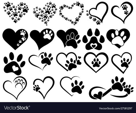 Paw Print Art, Paw Print Svg, Silhouette Dog, Pawprint Tattoo, Zestaw Ikon, Paw Heart, Black And White Logos, Cat Vector, Dog Svg