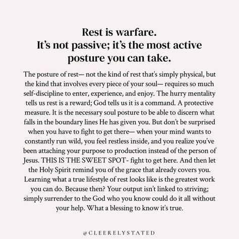 Rest—it’s a popular word and a trendy thing to talk about—this need for rest and obsession with it, all while feeding the mindset, tendencies, + lifestyle that doesn’t support it. How To Rest In God, Scripture About Rest, Quotes About Rest, Spiritual Rest, Thing To Talk About, Rest Quote, Rest Quotes, Task List, Bible Prayers