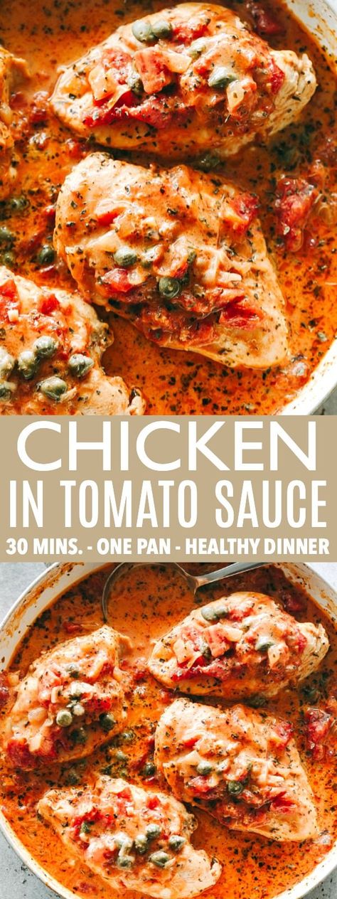 Chicken In Tomato Sauce, Chicken Recipes With Tomatoes, Bean Salads, Pan Seared Chicken Breast, Seared Chicken Breast, Seared Chicken, Pan Seared Chicken, Skillet Dishes, Chicken Entrees