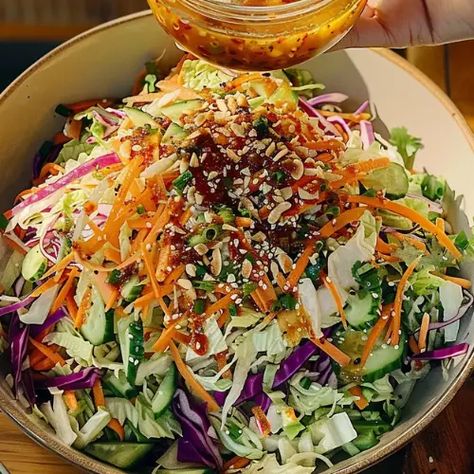 Crunchy Cabbage Salad with Sweet and Tangy Dressing Crunchy Cabbage Salad With Sweet, Crunchy Cabbage Salad With Tangy Dressing, Shredded Cabbage Recipes Asian Salads, Ree Drummond Napa Cabbage Salad, Asian Cabbage Salad Dressing, Crispy Cabbage Salad With Dressing, Cabbage Salad Vinegarette, Crunchy Cabbage Salad Recipes, Vietnamese Cabbage Salad