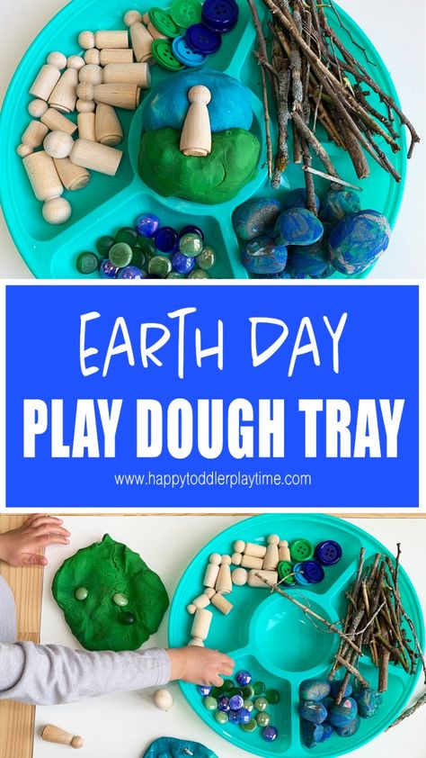 Earth Day Playdough Activities, Earth Day Provocations, Toddler Earth Day Activities, Earth Day Sensory Activities, Earth Day Playdough, Spring Provocations, World Environment Day Activities, Earth Day Diy, Earth Day Preschool Activities