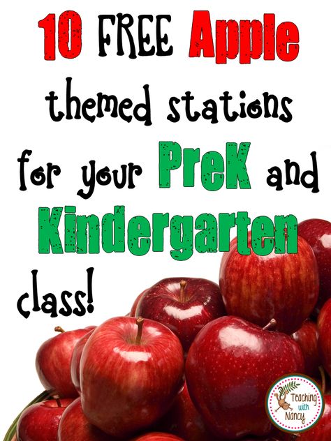 Getting your prek and/or kindergarten stations ready for fall has never been… Apples Kindergarten, Kindergarten Stations, September Ideas, Preschool Apple Theme, Fall Classroom Ideas, Apple Kindergarten, Fall Lesson Plans, Apple Lessons, Apple School