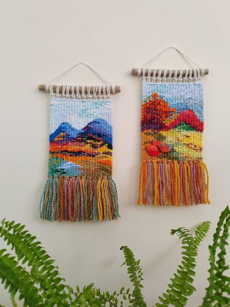 Small Woven Wall Hanging 22x12 cm. ❤️
Larger and individual sizes are possible. For detailed information, write to me.

Handmade wall hanging panel wall decor
The tapestry is made on a hand loom.
The work is made by weaving using different weaving techniques and textures to create this unique tapestry.

❤️For more lovely art work and kits please check: https://www.etsy.com/shop/HomeArtWeaving
Instagram : oksana_serotyuk