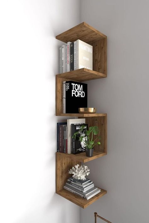 Corner Bookshelves, Interior Design Per La Casa, Wall Shelves Design, House Bedroom, Wall Bookshelves, Hus Inspiration, Apartment Decor Inspiration, Home Decor Ideas Living Room, Room Makeover Bedroom