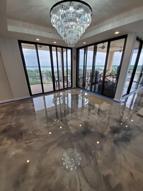 Concrete Floors In House, Epoxy Floor Designs, Epoxy Resin Flooring, Marble Flooring Design, Metallic Epoxy Floor, House Exterior Paint, Creative Flooring, Concrete Stained Floors, House Exterior Colors