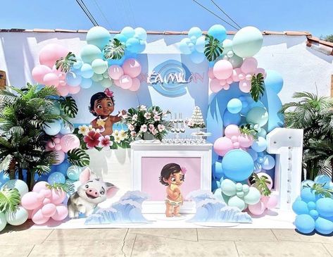 Moana Backdrop, Moana Birthday Decorations, Moana Birthday Party Ideas, Moana Birthday Party Theme, Moana Theme Birthday, Carousel Birthday Parties, Festa Moana Baby, Moana Theme