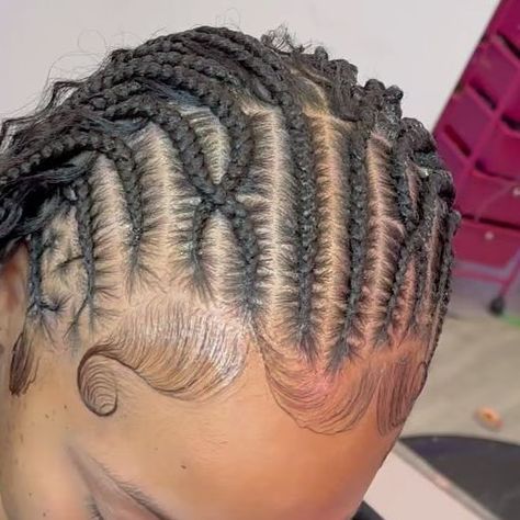 Cornrows Braids And Box Braids, Patterned Cornrows, Tribals With Knotless Braids Cornrows, Natural Hair Styles Braids, Tribals With Knotless Braids, Black Hairstyles Natural, 2 Cornrow Braids, Hair Braid Designs, Corn Rows