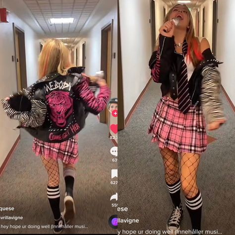 #fashion #punkrock #punkclothing #punk #rock #rockpainting #rockstar #avrillavigne #avrillavigneaesthetic #avrillavigne2004 #outfits #outfitstyle Pop Punk Halloween Costumes, Hot Pink Punk Outfits, Punk Princess Outfits, Preppy Punk Outfits, Punk Rapunzel, Avril Lavigne Costume, Avril Lavigne Fashion, Hope Outfits, Pop Punk Outfits